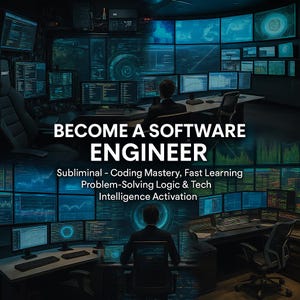 Puede incluir: Imagen promocional para la ingeniería de software, que muestra a una persona frente a un ordenador rodeada de múltiples pantallas con datos. El texto "CONVIÉRTETE EN INGENIERO DE SOFTWARE" es visible, junto con información sobre codificación e inteligencia.