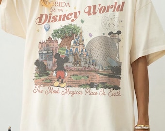 Vintage Mickey Disney World Comfort Colors Shirt, Faded Pastel Watercolor Magic Parks Graphic Tee, Family Vacation Trip Gift Apparel