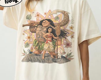 Comfort Colors Moana Maui Pua Heihei Shirts, Colorful Hand Drawn Graphic Tee, Disney Family Matching Gifts, Summer Vacation Trip Tees