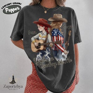 Vintage Tay Story Comfort Colors Shirt, TS And Jessie Toy Story 5 Watercolor , I Knew It I Knew You , WDW Disneyland Family Vacation 2026 Pepper/Dark Heather