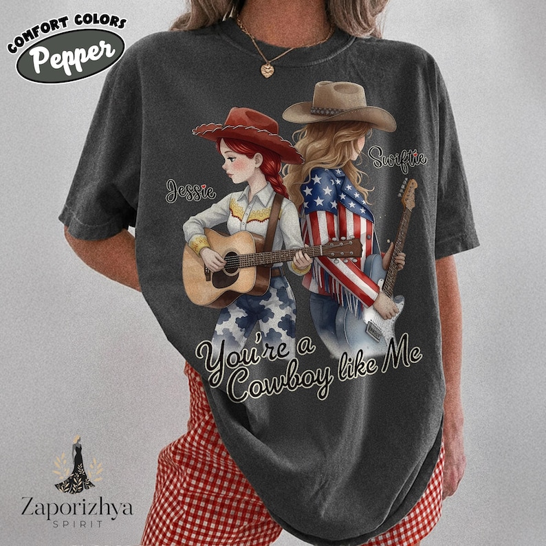 Vintage Tay Story Comfort Colors Shirt, TS And Jessie Toy Story 5 Watercolor , I Knew It I Knew You , WDW Disneyland Family Vacation 2026 Pepper/Dark Heather