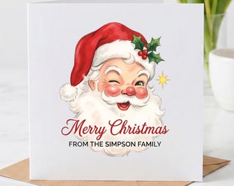 Merry Christmas Card Gift, Personalized Santa Xmas Card, Custom Merry Christmas with Name Holiday Card, Greeting Cards Xmas, Holiday Cards