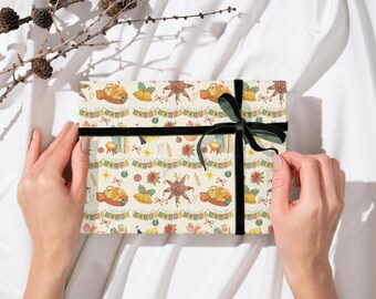 Mexican Christmas Wrapping Paper, Posada, Tamales, Piñata