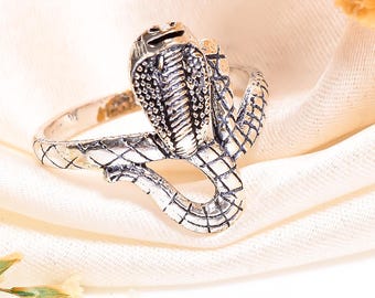 Snake Serpent 925 Sterling Silver Ring: Handmade Statement Vintage Ring