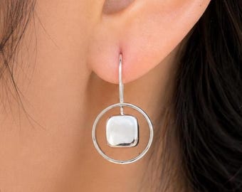 925 Sterling Silver Ear Wire Statement Earrings: Handmade Silver Jewelry