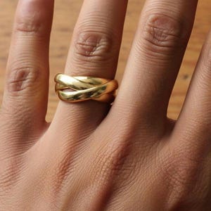 Anello multibanda intrecciato, anello a tre fasce, gioiello minimalista, placcato oro