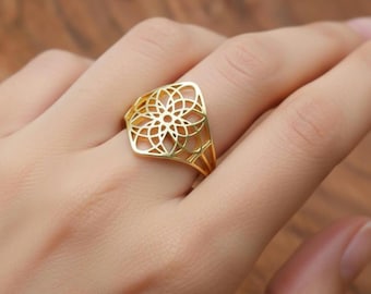 Bague argent rhodié - filigrané - T56
