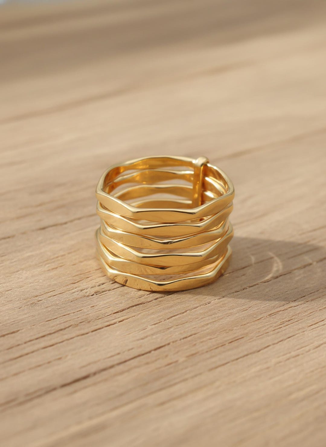 Statement 925 Sterling Silver Gold Plated Ring, Minimalist Boho Ring - Etsy