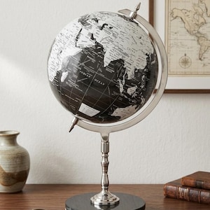 12-inch Decorative Earth Globe Minimalist Geography Map for Library & Executive DeskTravel Enthusiast Sophisticated Office Decor Educational