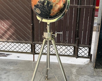 Vintage 18-Inch Decorative World Globe on Tripod Stand for Home Office Premium 18" Vintage Tripod Base  Decorative Desk Floor