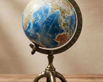 Geographischer Globus, Weltkugel mit antikem Finish, Schreibtischdekoration im Forscherstil