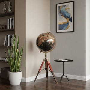 Vintage World Globe Decor | Antique Style Desk Globe | Retro Geography Map | Office Library Home Decor Gift