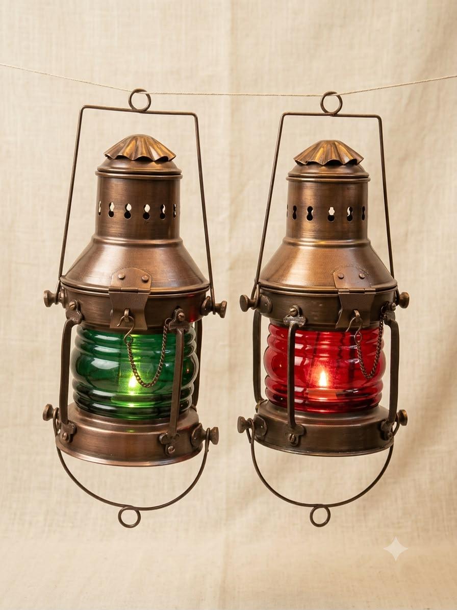 日本船燈株式会社　赤　緑　2色　アンティーク　インテリア Nautical Red and Green Lights - Etsy