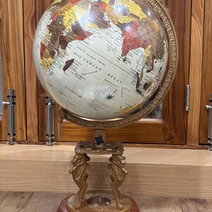 25” Vintage World Globe with Seahorse Base | Antique Style Desk Globe | Nautical Home Decor | Office Table Globe | Luxury Gift Globe