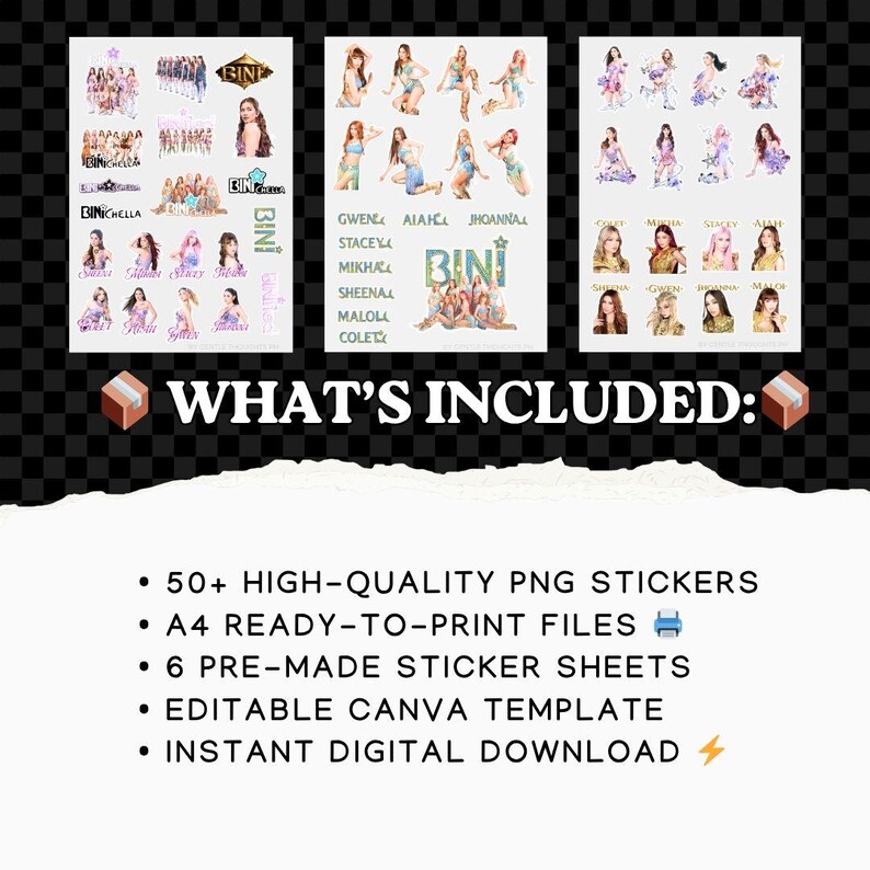 BINI Coachella Stickers PNG Bundle | Printable Canva Template (digital ...