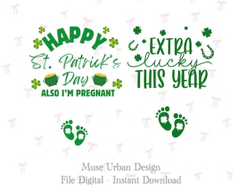 St. Patrick's Day-zwangerschapsaankondiging, png Fijne St. Patrick's Day, ik ben ook zwanger | Extra geluk dit jaar png | St. Pattys-dag png