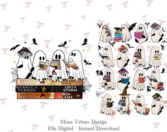 Ghost Reading Book Png, Cute Ghost Reading png, Spooky Book Lover PNG, Halloween Bookshelf Png,Ghostly Bookish Png, Book Lover Halloween PNG