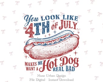 4 juli png, je ziet eruit als 4 juli png, grappige hotdog png, patriottische png, ontwerp voor Independence Day, Retro Amerika png