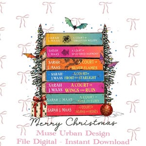 ACOTAR Christmas PNG, Acotar Christmas Book Stack Png, Acotar Series Fantasy Christmas, Sarah J. Maas Bookish PNG, All booked for christmas