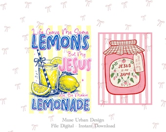 Christian Lemon Png, If Life Gave Me Lemons Jesus Lemonade PNG, Jesus Is My Jam png, Bible Verse png, Christian Summer ng, Religious PNG
