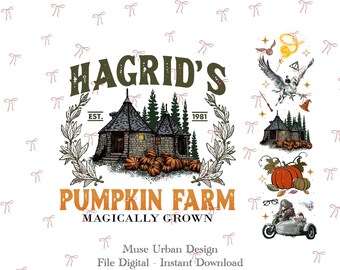 Hagrid's Pumpkin Patch png,Hagdrid's Pumpkin Farm png, Spooky Season png, Hagrid's Pumpkin Farm PNG: Fall Cottage Digital Download