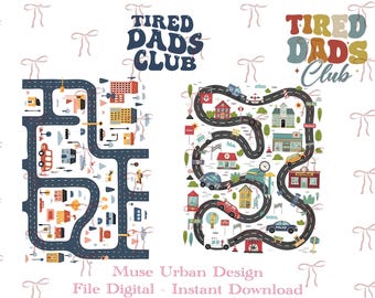 Tired Dads Club PNG, Retro Dad Shirt Design, Funny Dad Life Digital Download, Vintage Dad Graphic, Road Map Dad PNG for Sublimation