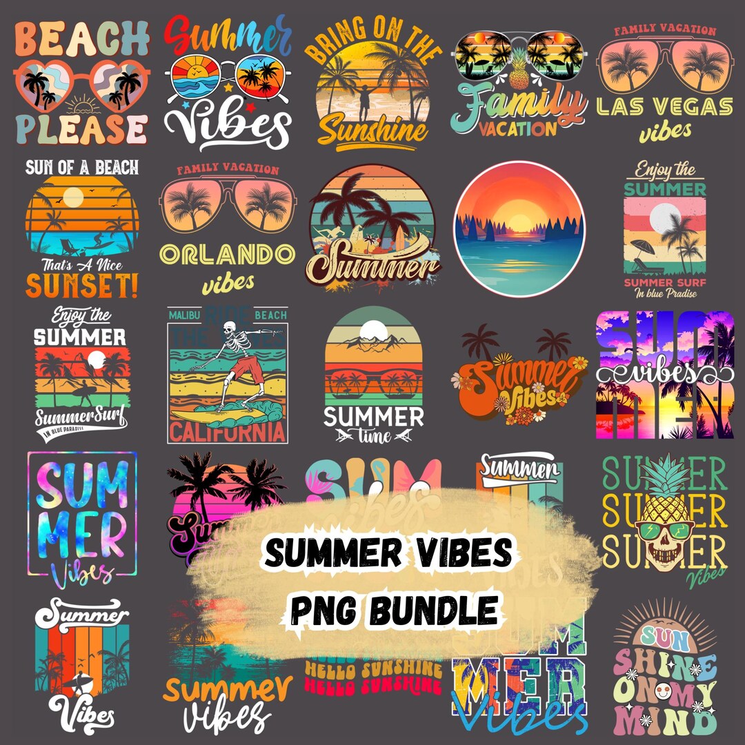 25+ Summer Vibes PNG Bundle – Beach Sunset Summer Vacation PNG for ...