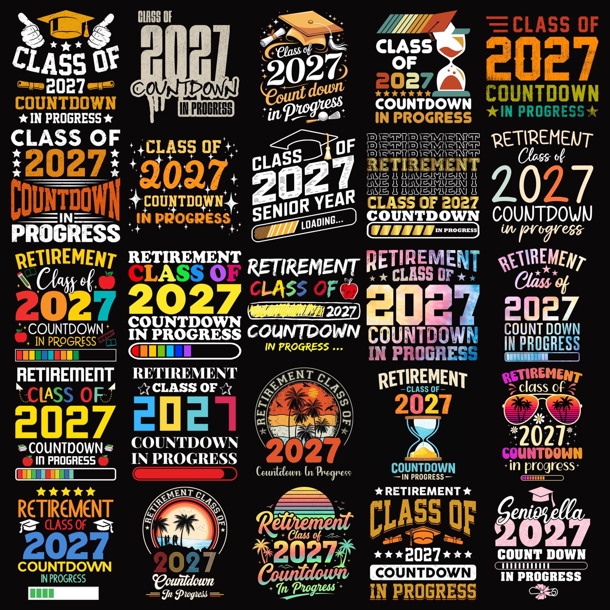 Class of 2027 Countdown Digital File PNG Bundle, Junior 2027 Png, 2027 ...