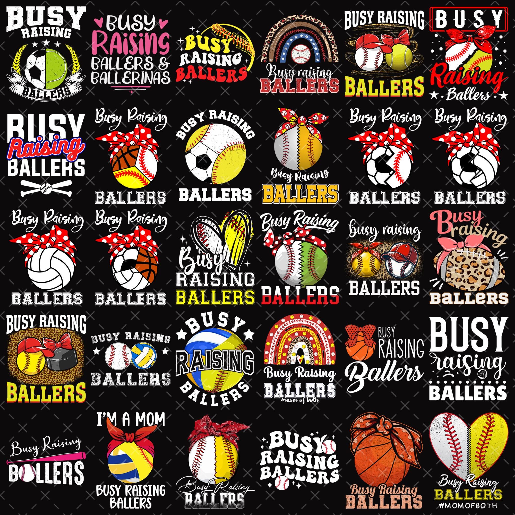 30 Busy Raising Ballers PNG Bundle, Sports Mom Clipart, Baseball Soccer ...
