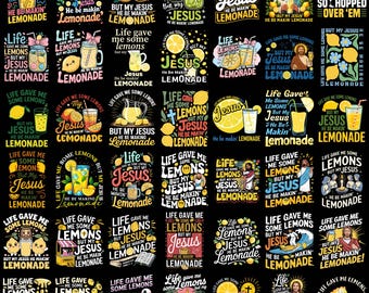 Life Gave Me Lemons But My Jesus Makes Lemonade PNG Bundle, Funny Christian Quote Design, Faith Humor Sublimation File, Trendy Religious Png