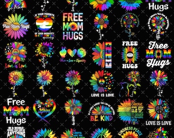 LGBT Pride Rainbow Sunflower PNG, LGBTQ Sublimation Design, Gay Lesbian Bisexual Trans Pride Clipart, Digital Download