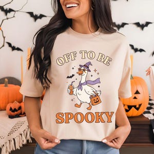 Comfort Colors® Off to Be Spooky Shirt, Funny Halloween Goose Tee, Witch Goose T-Shirt, Cute Spooky Season Shirt, Fall Halloween Gift