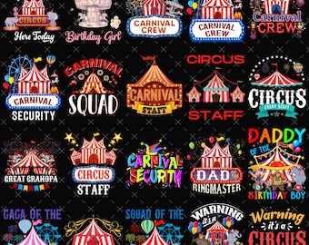 Carnival Birthday Bundle Svg Png, Carnival Theme Birthday Svg, Circus Birthday Shirt, Birthday outfit, Matching Family Carnival Birthday.