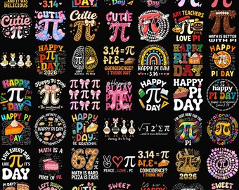 Pi Day PNG Bundle, 40+ Pi Day Designs, Math PNG Files, 3.14 Shirt Design, Funny Pi Day Quotes, Sublimation PNG, Instant Download