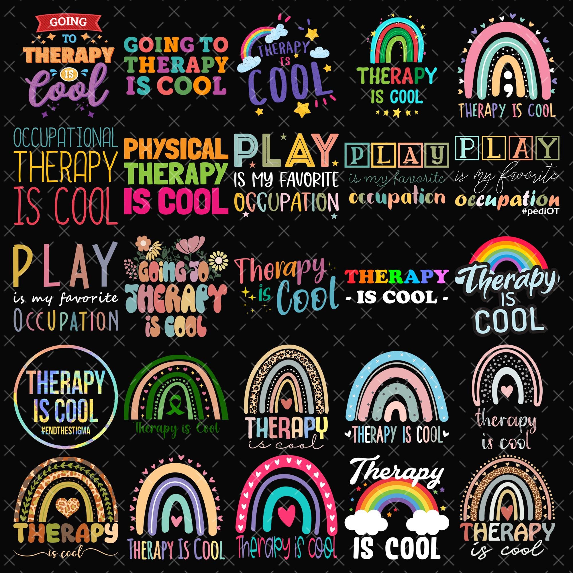 Therapy is Cool PNG Bundle, Going to Therapy Quote Sublimation Designs ...
