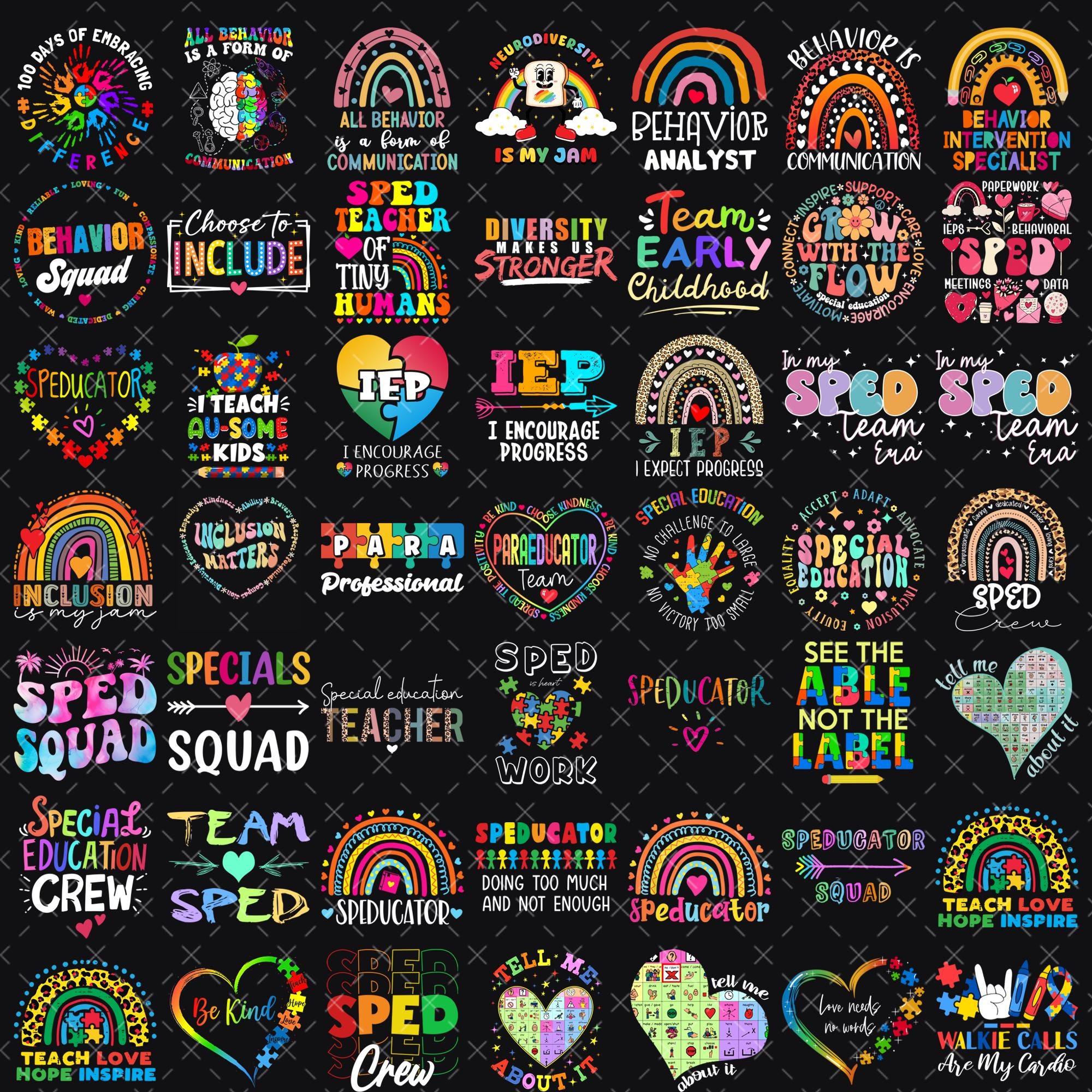 Sped Files Design SPED Teacher PNG Bundle | Education Designs, Autism Awareness ...