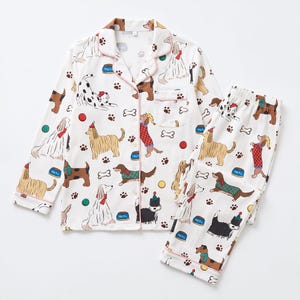Cute Dog Lovers Silk Satin Pajamas, Multi Dog Breeds PJ Set, Cute Dog Mom Loungewear, Pajama Gift for Her