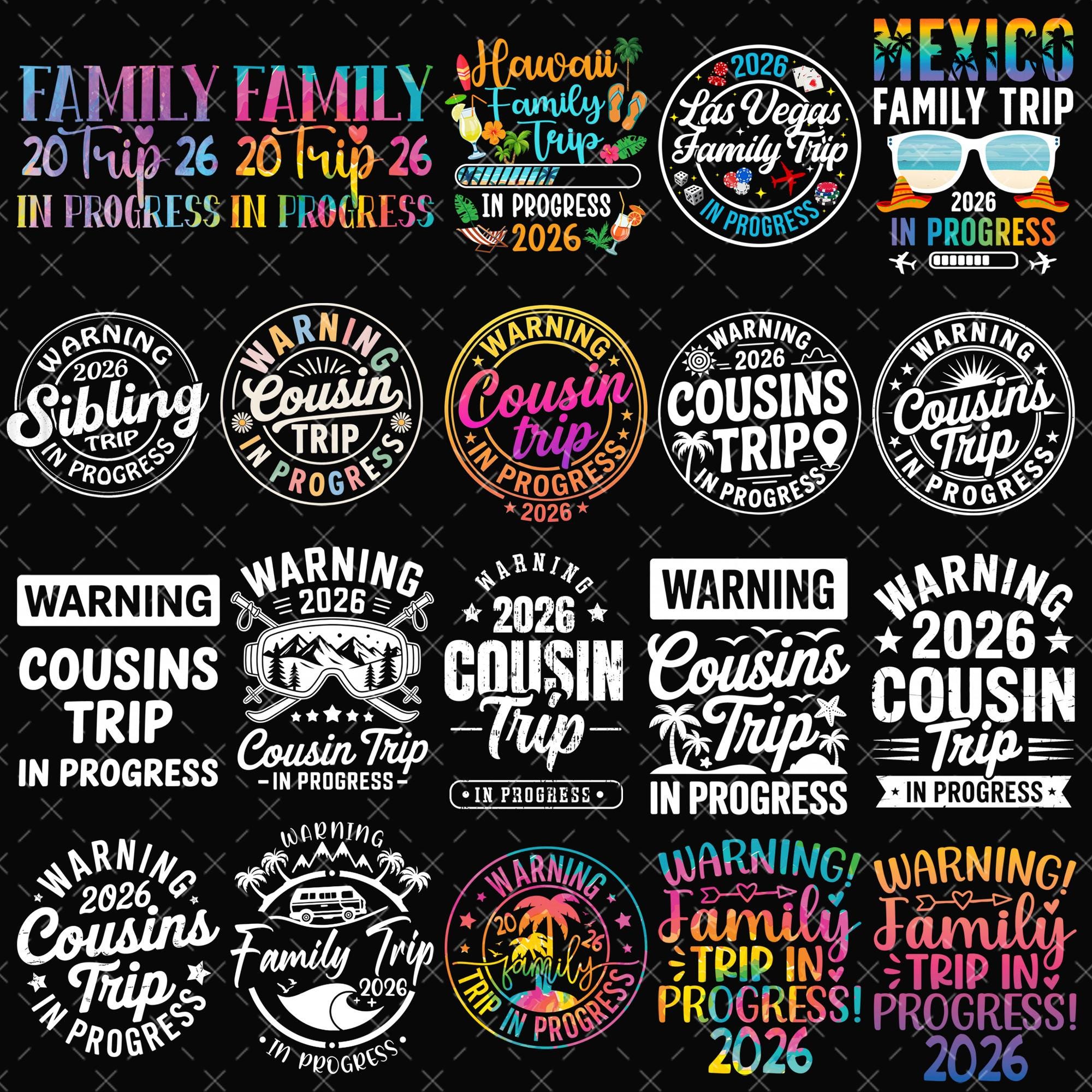 Warning Family Trip in Progress 2026 PNG Bundle, Beach Vacation Family ...