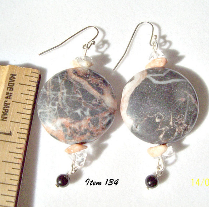 Black Cherry Earrings Black Cherry and White Agate Discs. ID Etsy