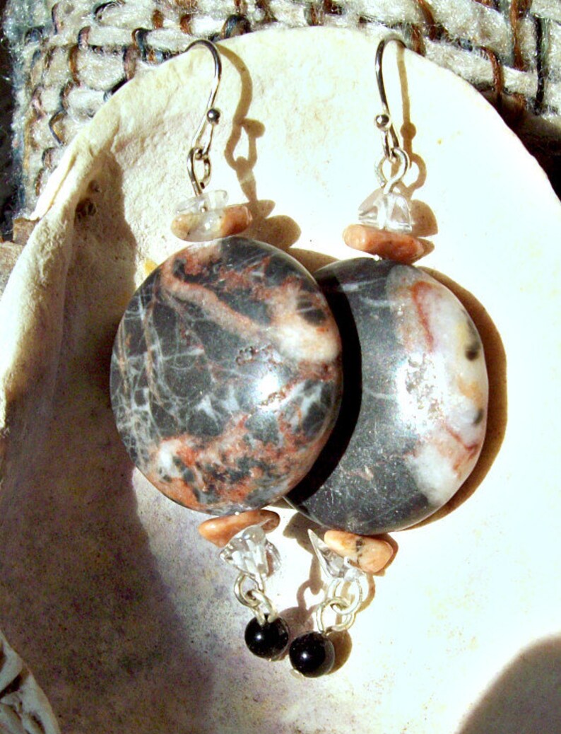 Black Cherry Earrings Black Cherry and White Agate Discs. ID Etsy