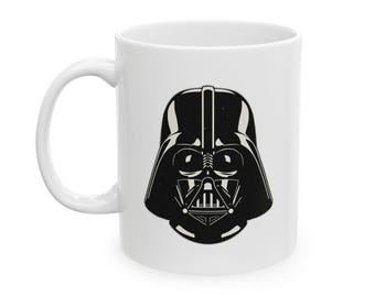 Darth Vader Helmet Mug | Ceramic Coffee Cup, Red Background