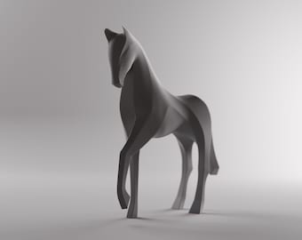 Minimalist Horse Statue, 3D Printed Desktop Decor, Modern Animal Figurine