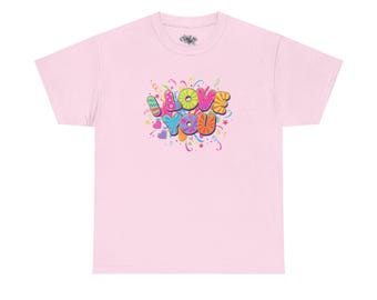 I Love You T-shirt | Colorful Bubble Letters, Confetti Heart Design