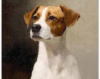 Jack Russell Terrier Portrait Poster – Hand-Painted Style Dog Art