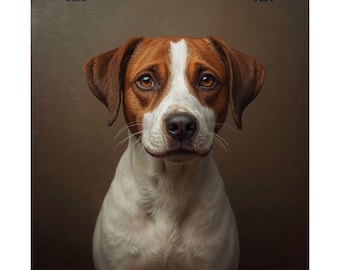 Jack Russell Terrier Portrait Matte Vertical Poster | Oil Paint Style