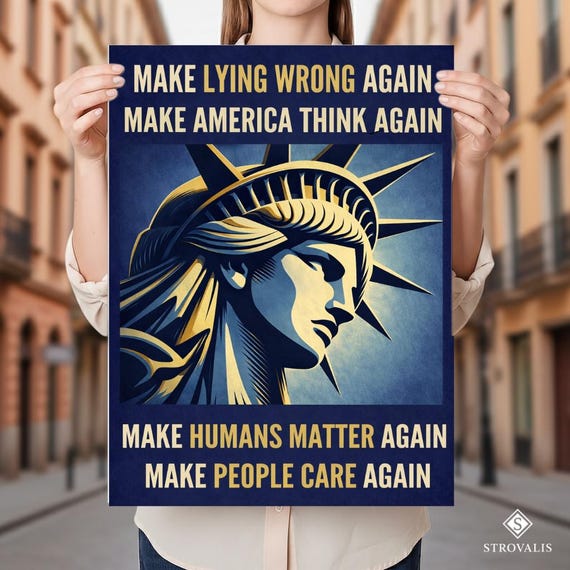 Make Lying Wrong Again Resist Anti Trump Poster Protest March Sign Poster, No Kings In America Subtle FDT Rally Anti Billionaire Activist