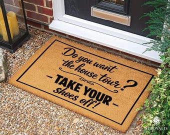 House Tour Doormat, Take Your Shoes Off, Funny Doormat, Floral Door Mat, Housewarming Gift, New Home Gift, Home Decor, Fan Merch Gifts