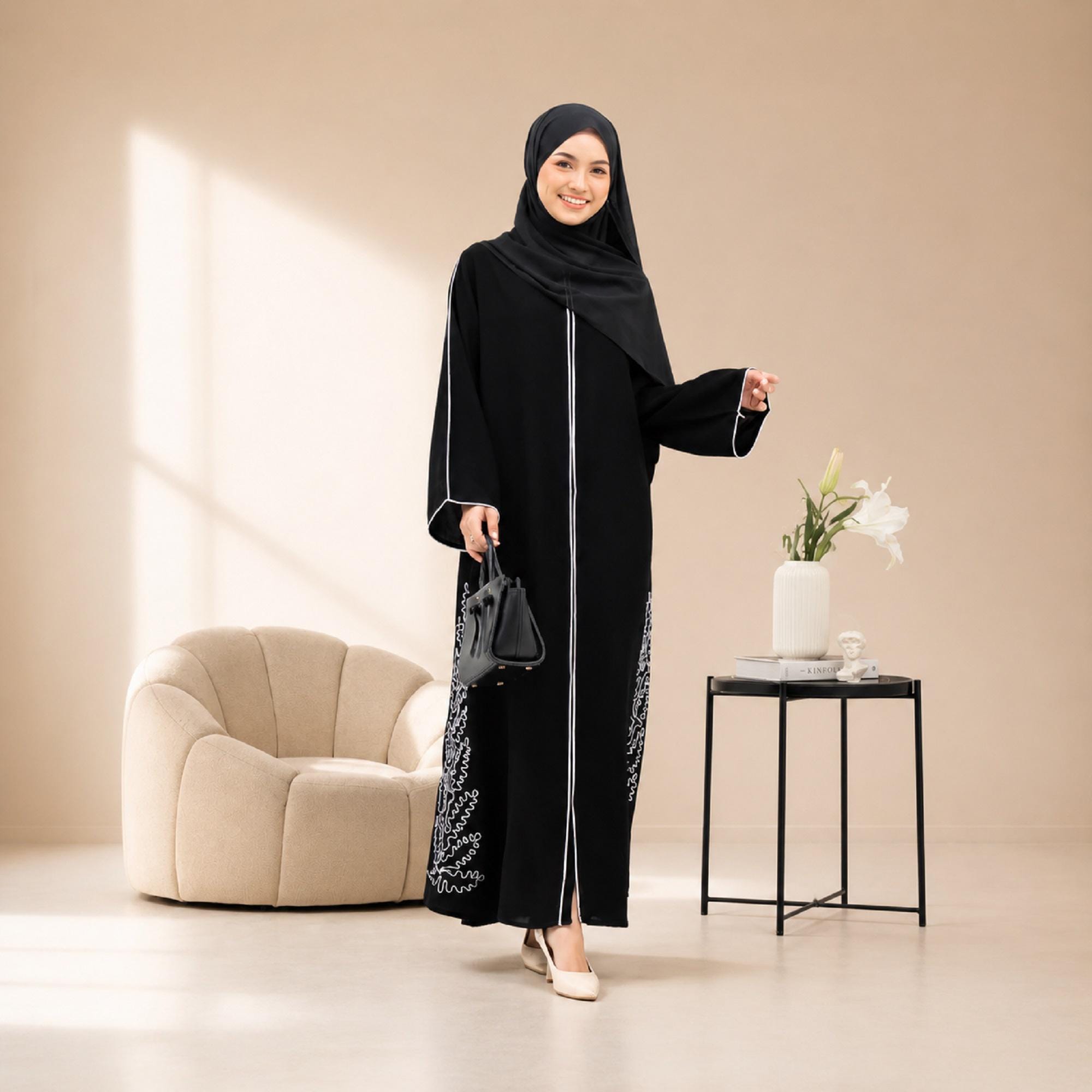 knee length dresses for ladies Malaiqa Arabic Dress – anahco main image 1