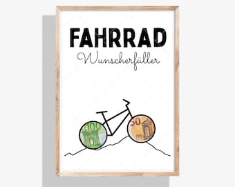 Bicycle Wish Fulfillment - Money Gift for Cyclists - Instant PDF Download - Personalizable