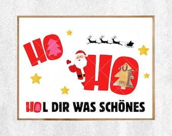 Regalo de Navidad en efectivo - ¡Ho Ho, consigue algo bonito, Papá Noel! - Regalo de Navidad de última hora - Descarga digital instantánea en PDF